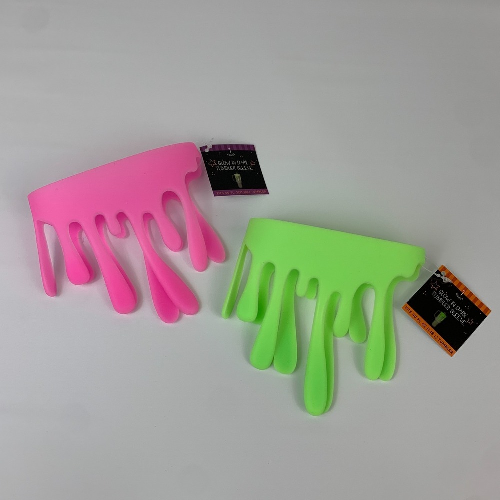 Target Neon Green & Pink Glow in the Dark Slime 40 oz Tumbler Sleeve Set of 2